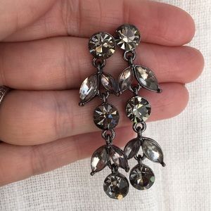 Gray crystal drop statement earrings